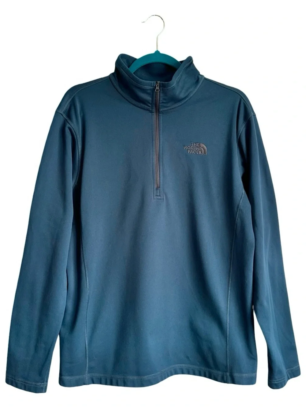 The North Face Men’s Teal Blue Tech Glacier 1/4 Zip Pullover Fleece Large EUC